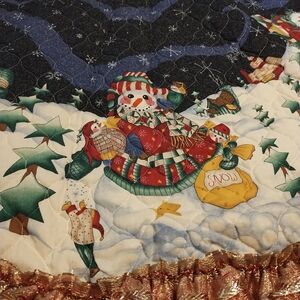 Large 58in Festive Snowman Quilted Tree Skirt